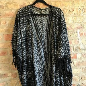 Free People Long Fringed Cardigan/Shawl (M/L)